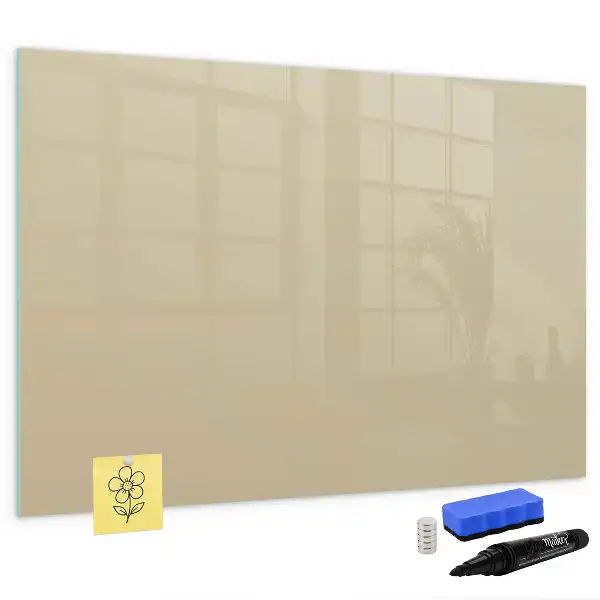 Beschrijfbaar glazen magneetbord beige