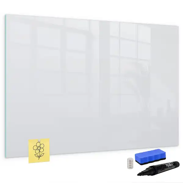 Beschrijfbaar glazen magneetbord in de kleur off-white