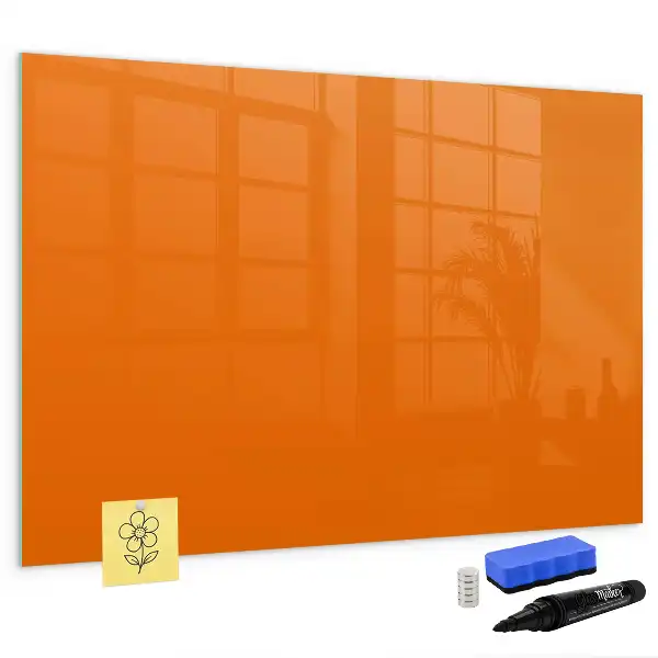 Magnetisch glazen schrijfbord voor notities en foto's oranje