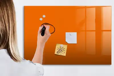 Magnetisch glazen schrijfbord voor notities en foto's oranje