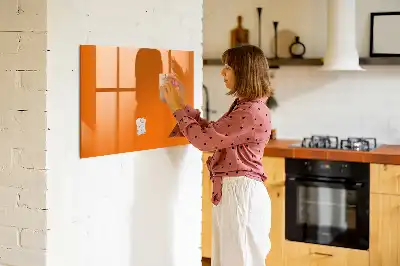 Magnetisch glazen schrijfbord voor notities en foto's oranje