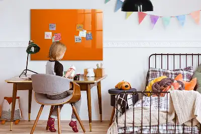 Magnetisch glazen schrijfbord voor notities en foto's oranje