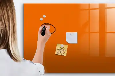 Magnetisch glazen schrijfbord voor notities en foto's oranje
