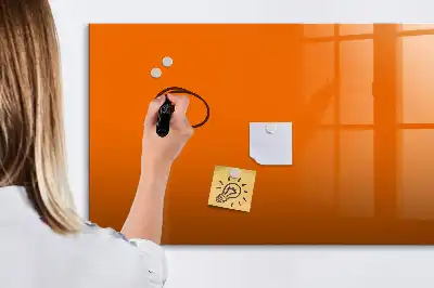 Magnetisch glazen schrijfbord voor notities en foto's oranje