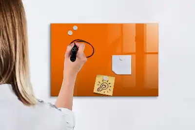 Magnetisch glazen schrijfbord voor notities en foto's oranje