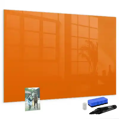 Magnetisch glazen schrijfbord voor notities en foto's oranje