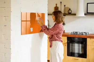 Magnetisch glazen schrijfbord voor notities en foto's oranje