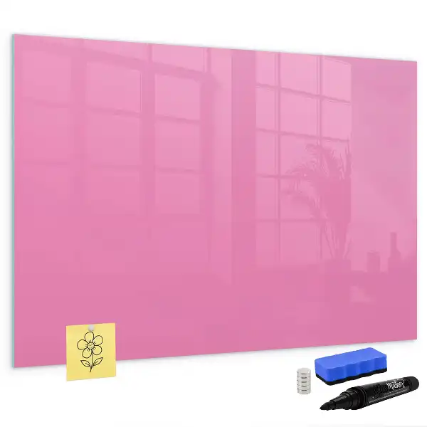 Beschrijfbaar glazen magneetbord in de kleur roze