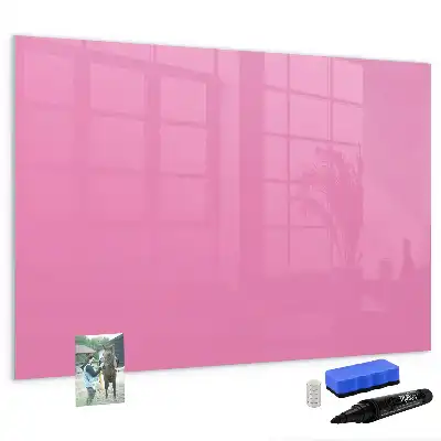 Beschrijfbaar glazen magneetbord in de kleur roze