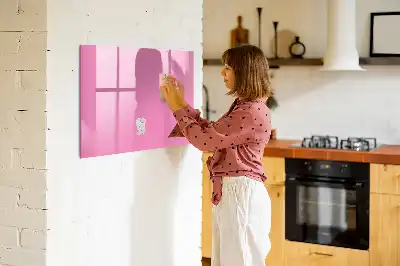 Beschrijfbaar glazen magneetbord in de kleur roze