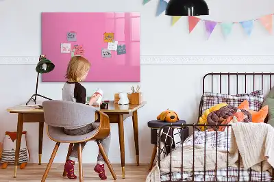 Beschrijfbaar glazen magneetbord in de kleur roze