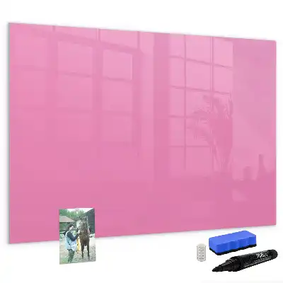 Beschrijfbaar glazen magneetbord in de kleur roze