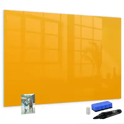 Beschrijfbaar glazen magneetbord in de kleur goudgeel