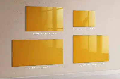 Beschrijfbaar glazen magneetbord in de kleur goudgeel