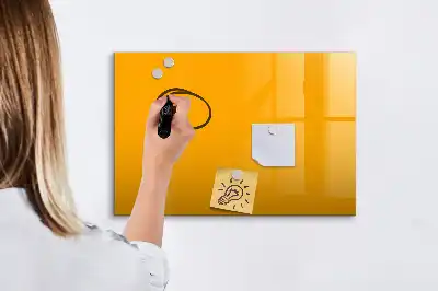 Beschrijfbaar glazen magneetbord in de kleur goudgeel