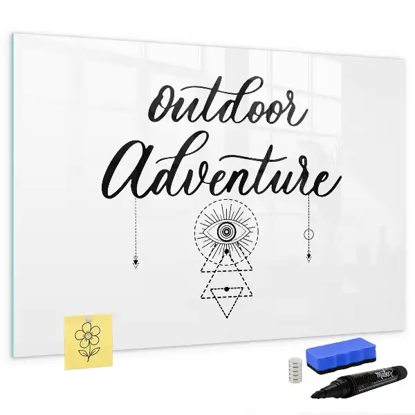 Beschrijfbaar glazen magneetbord met Buitenavontuur design