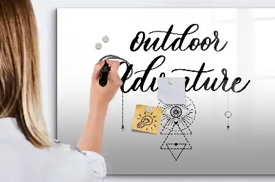 Beschrijfbaar glazen magneetbord met Buitenavontuur design