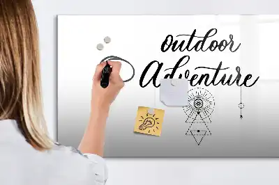 Beschrijfbaar glazen magneetbord met Buitenavontuur design