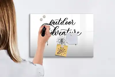 Beschrijfbaar glazen magneetbord met Buitenavontuur design
