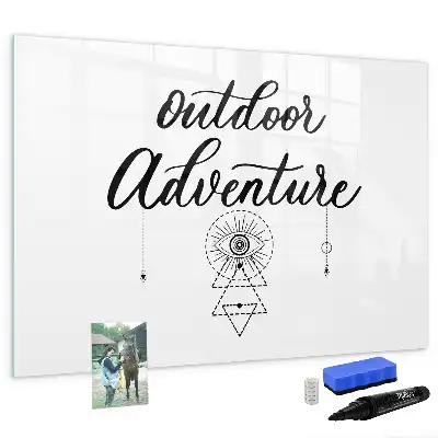 Beschrijfbaar glazen magneetbord met Buitenavontuur design