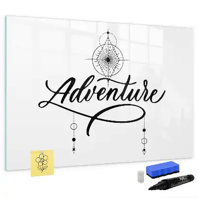 Magnetisch glazen schrijfbord voor notities en foto's uitvoering Avontuur