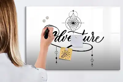 Magnetisch glazen schrijfbord voor notities en foto's uitvoering Avontuur