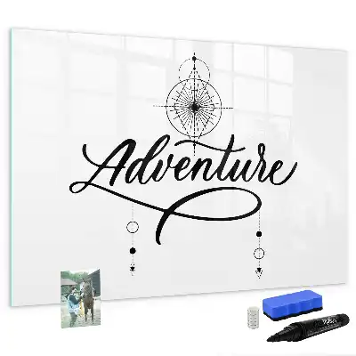 Magnetisch glazen schrijfbord voor notities en foto's uitvoering Avontuur
