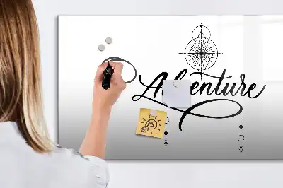 Magnetisch glazen schrijfbord voor notities en foto's uitvoering Avontuur
