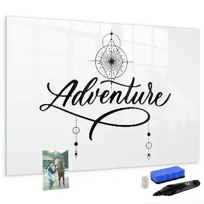 Magnetisch glazen schrijfbord voor notities en foto's uitvoering Avontuur