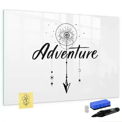 Beschrijfbaar glazen magneetbord met Avontuur design