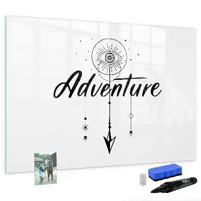 Beschrijfbaar glazen magneetbord met Avontuur design