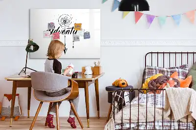 Beschrijfbaar glazen magneetbord met Avontuur design