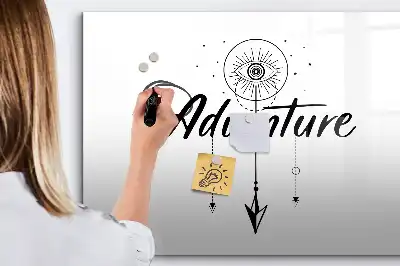 Beschrijfbaar glazen magneetbord met Avontuur design