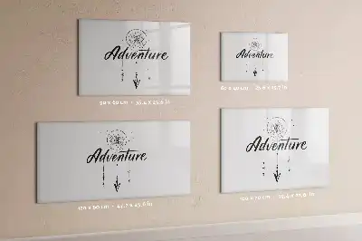 Beschrijfbaar glazen magneetbord met Avontuur design
