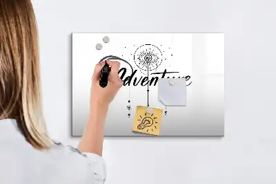 Beschrijfbaar glazen magneetbord met Avontuur design