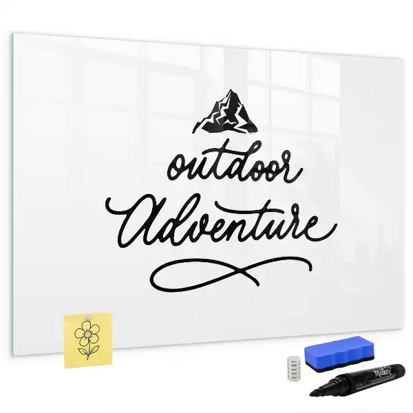 Beschrijfbaar glazen magneetbord met Buitenavontuur design