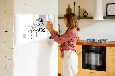 Beschrijfbaar glazen magneetbord met design Tijd voor avontuur