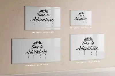 Beschrijfbaar glazen magneetbord met design Tijd voor avontuur