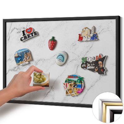 Magnetisch bord met zwarte rand Delicate light marble