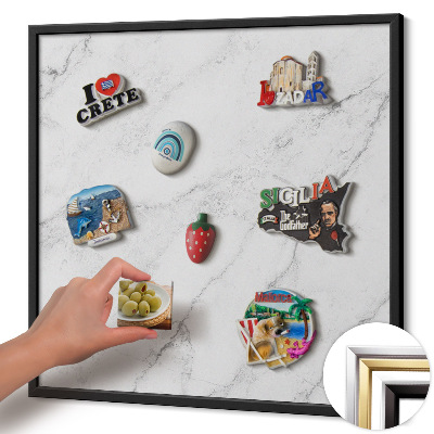 Magnetisch bord met zwarte rand Delicate light marble