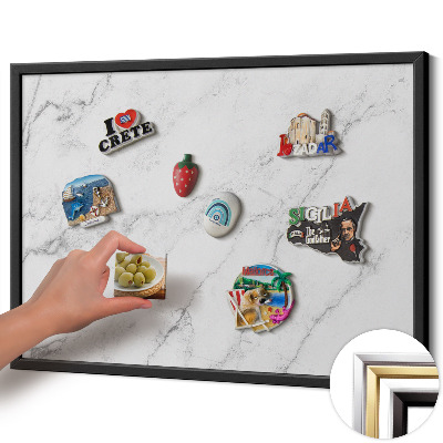 Magnetisch bord met zwarte rand Delicate light marble