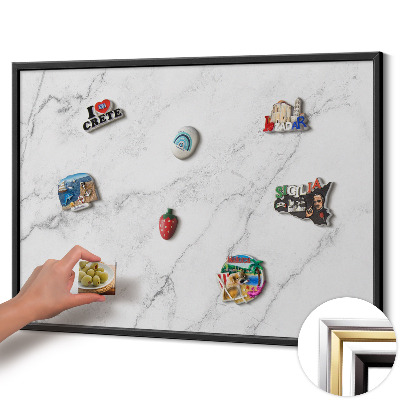 Magnetisch bord met zwarte rand Delicate light marble