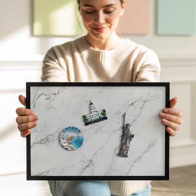 Magnetisch bord met zwarte rand Delicate light marble