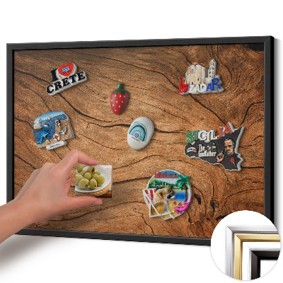 Magnetisch bord met zwarte rand Cracked wood texture