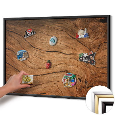 Magnetisch bord met zwarte rand Cracked wood texture