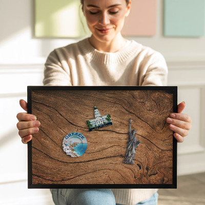Magnetisch bord met zwarte rand Cracked wood texture