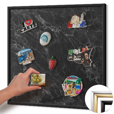 Magnetisch bord met zwarte rand Elegant zwart marmer
