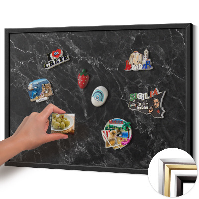 Magnetisch bord met zwarte rand Elegant zwart marmer