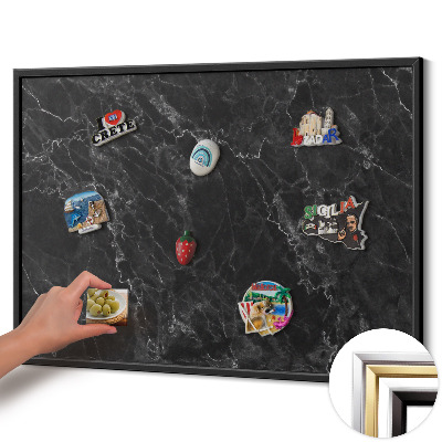Magnetisch bord met zwarte rand Elegant zwart marmer