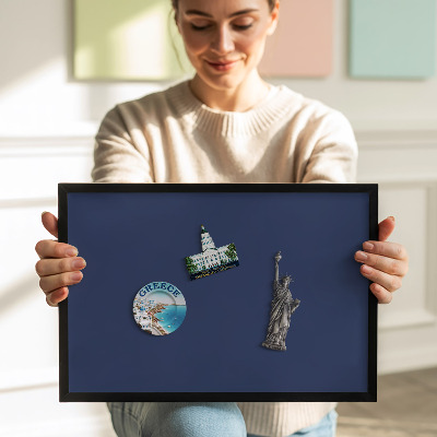 Magnetisch bord met zwarte rand Kleur marineblauw